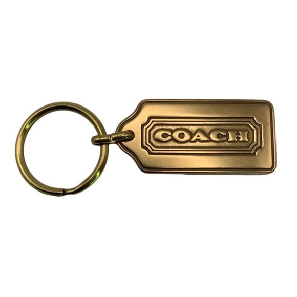 Rare COACH Vintage Thick Gold Brass Bag Fob Key Ring Key Chain - Picture 2 of 3